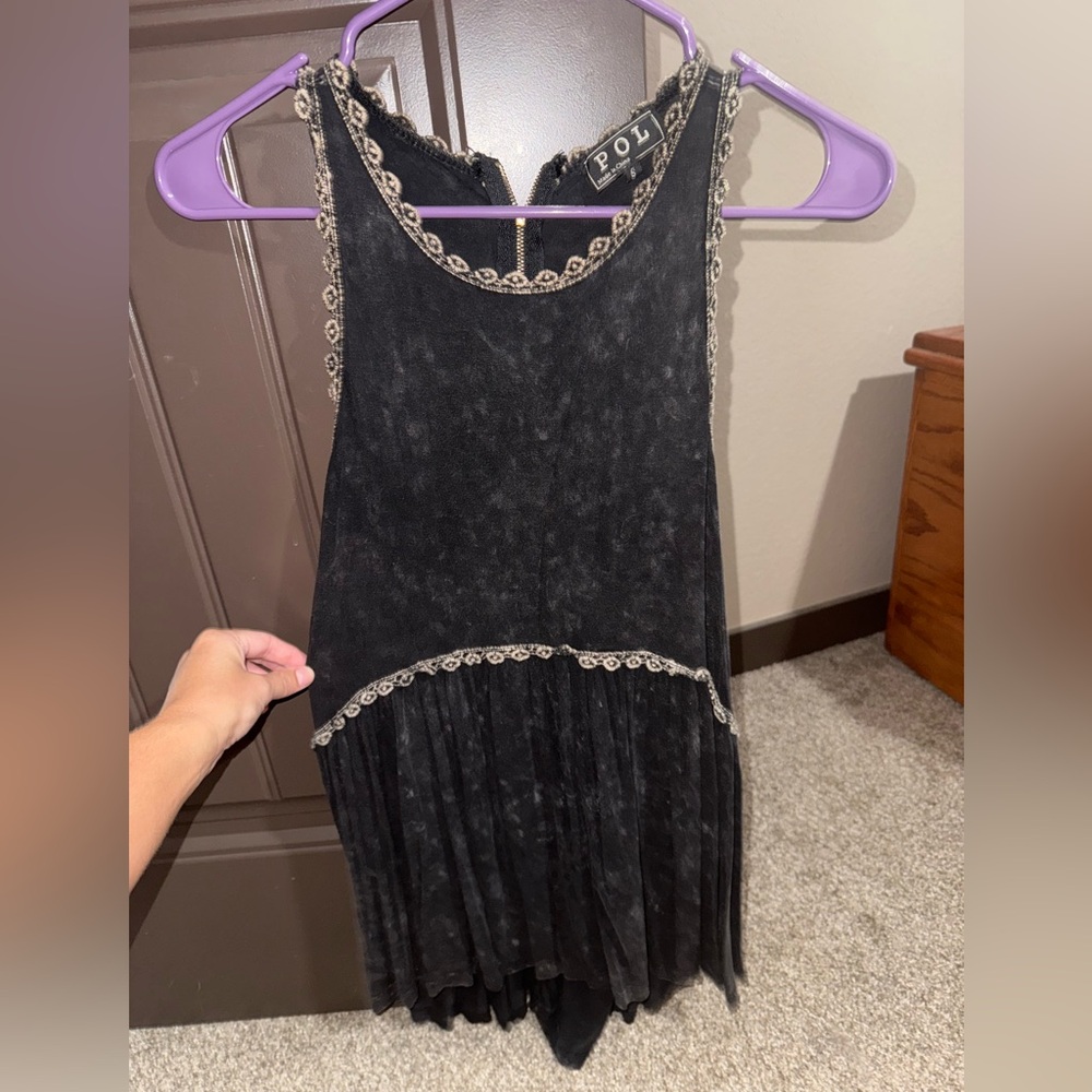 POL Black Dress with Cream Lace Detail